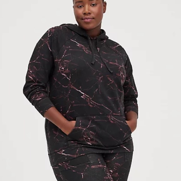 Torrid Size 1 Black Marble Everyday Fleece Hoodie NWT - Picture 2 of 7